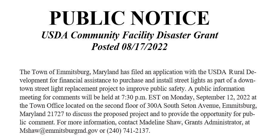 USDA Community Facility Disaster Grant 